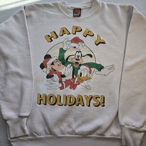 Vintage 90s Disney Mickey Unlimited Happy Holidays Sweatshirt Mickey Donald...